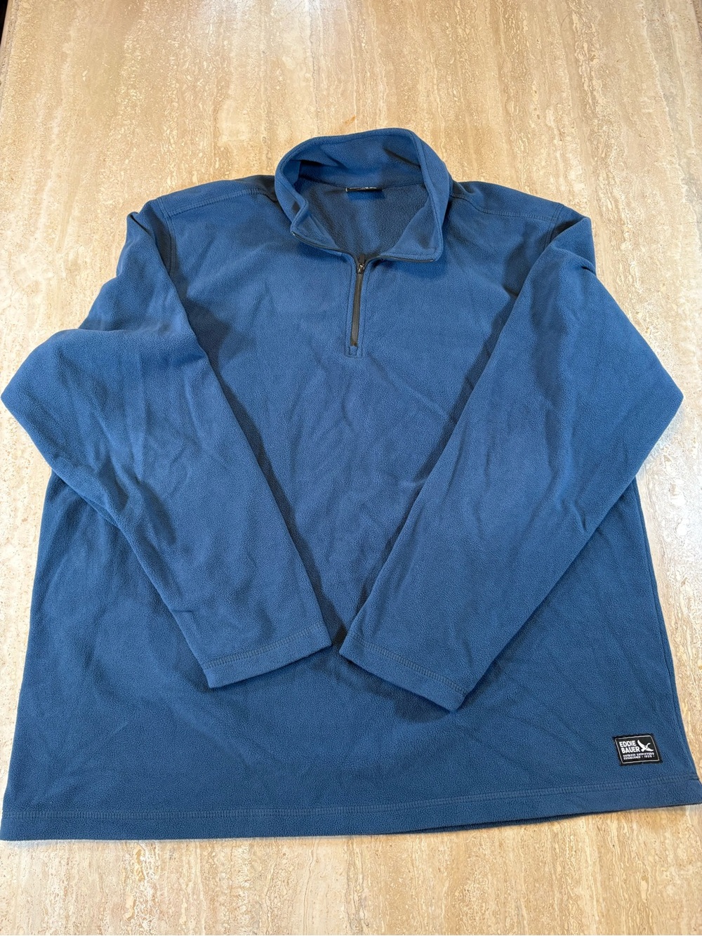 Eddie Bauer Mens XL Blue Fleece Quarter Zip Pullover Sweater Jacket